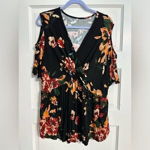 Amazon Floral Cold Shoulder Top - NWOT - Size 2X